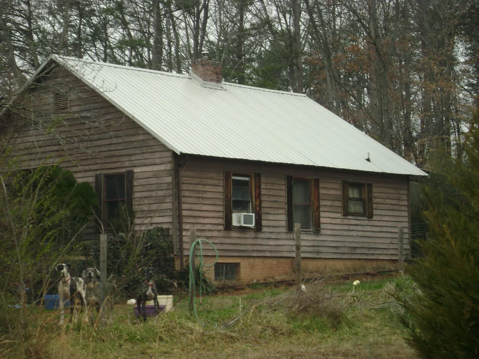 White metal roof on an old wood sided farmhouse, from a Metal Roof Installation job in Fennville